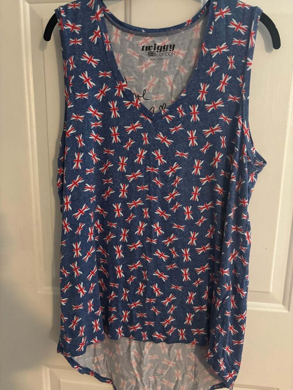Twiggy London Blue British Flag Union Jack Tank Top XL